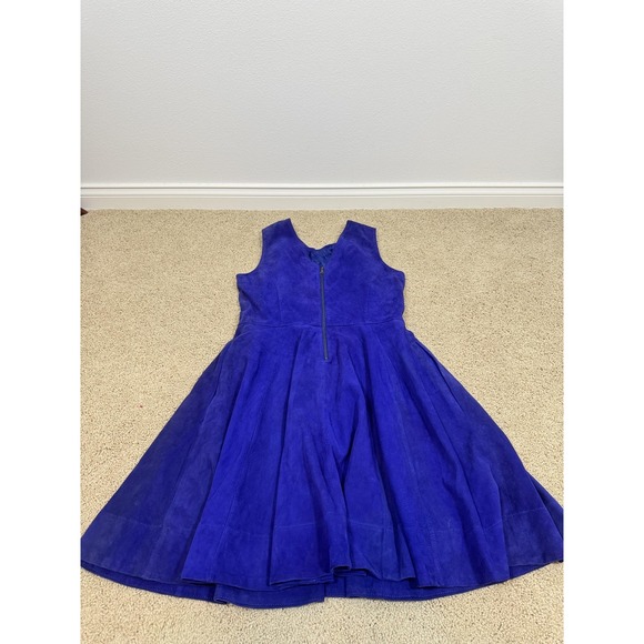 Shoshanna Dress Womens 12 Blue Suede Fit & Flare Sleeveless Lined Knee Length - Picture 3 of 8
